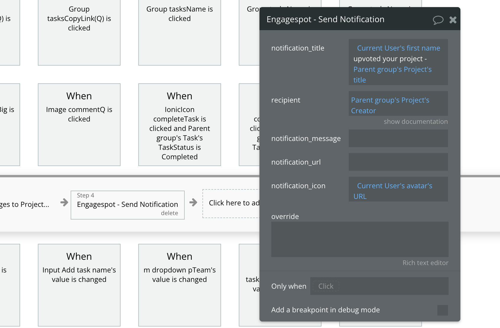 Configuring Send Notification Action